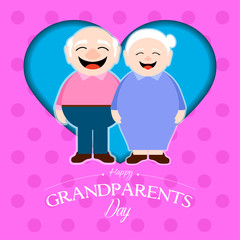 Happy couple of grandparents on a gift card. Happy grandparents day - Vector