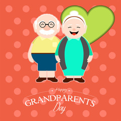 Happy couple of grandparents on a gift card. Happy grandparents day - Vector