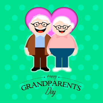 Happy couple of grandparents on a gift card. Happy grandparents day - Vector