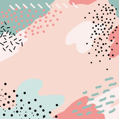 Abstract backgrounds with hand drawn textures, memphis style. Creative doodle collage. Design for web, social networks, textile, invitation.