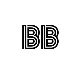 Initial two letter black line shape logo vector BB