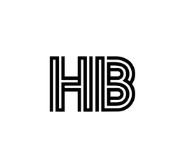 Initial two letter black line shape logo vector HB