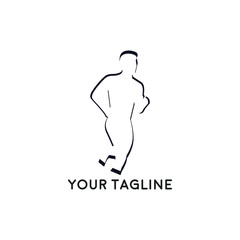 Run club logo, design for event, advertising, greeting cards or print.  emblem with abstract running people silhouettes, label for sports club, sport tournament, competition, marathon and healthy life