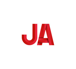 Initial two letter red 3D logo vector JA