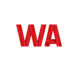 Initial two letter red 3D logo vector WA