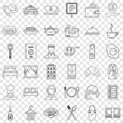 Hotel lamp icons set. Outline style of 36 hotel lamp vector icons for web for any design