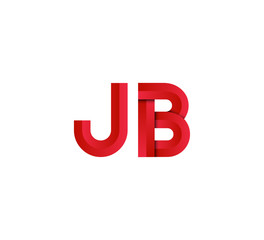 Initial two letter red 3D logo vector JB