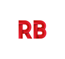 Initial two letter red 3D logo vector RB