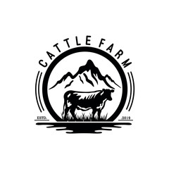 Cattle Farm Logo Design Stock Vector
