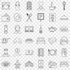 Luxury hotel icons set. Outline style of 36 luxury hotel vector icons for web for any design