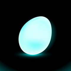 Egg blue Neon LED lamp, Easter button for presentation design on black background. Modern fluorescent object. Dark vector luminescent illumination, illustration Vector sign, holidays shape. Ui Eps 10