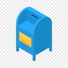 Blue mailbox icon. Isometric illustration of blue mailbox vector icon for web