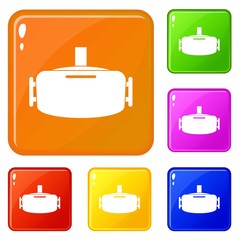 Vr device icons set collection vector 6 color isolated on white background