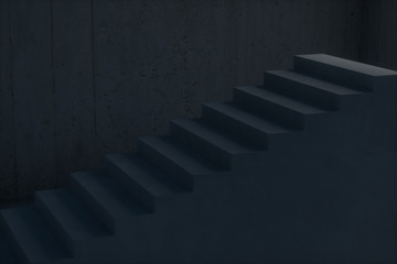 The stairway in the dark basement, 3d rendering.