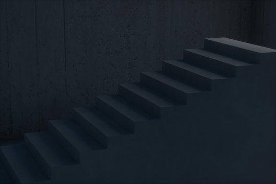The stairway in the dark basement, 3d rendering. © Vink Fan