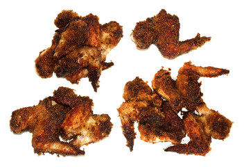 Set of fried crispy chicken wing isolated on white background