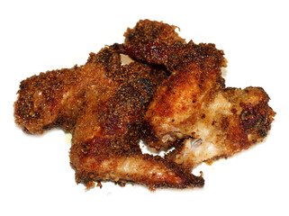 Couple of fried crispy chicken wing isolated on white background