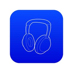 Headphones icon blue vector isolated on white background