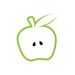 Green Apple vector outline icon. Modern minimal flat design style. illustration monochrome of apple logo.
