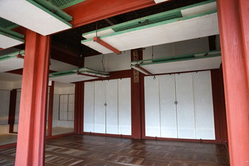 The interior of an ancient Korean palace building. Deoksugung Palace, Seoul.