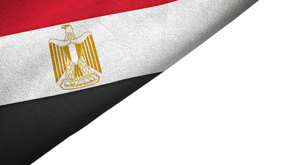 Egypt flag isolated on white background left side with blank copy space