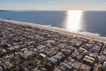 Manhattan Beach pacific ocean view homes overlooking Santa Monica bay in Southern California.