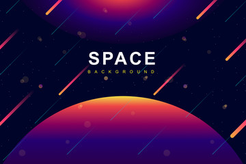 Space sky background illustration with colorful gradient and geometric