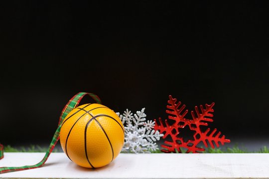 Basketball Christmas Is On Black Background