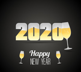 Happy New Year 2020. Lettering greeting inscription