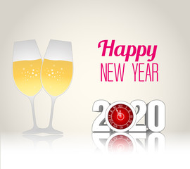 Happy New Year 2020. Lettering greeting inscription