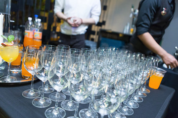 The bartender is making cocktails