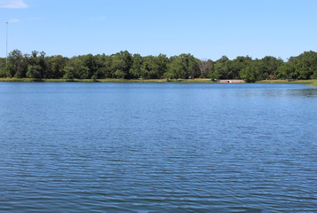 Axehead Lake, a borrow pit lake along Interstate 294, in Des Plaines, Illinois