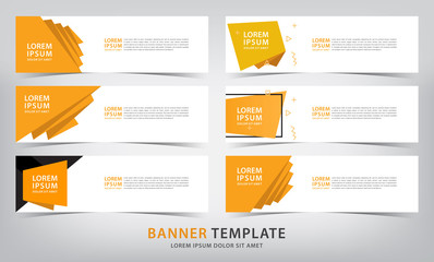 set of six abstract origami web banner templates, vector illustration