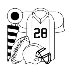 american football sport game cartoon in black and white