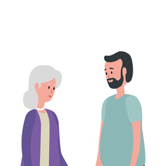 cute grandparents couple avatars characters