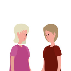 cute grandmother with daughter characters