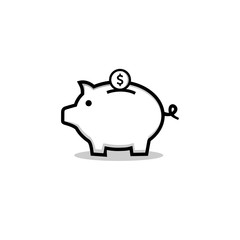 Piggy bank with coin vector