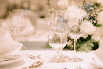 Business Conference Meeting Event and Dinner. Luxury room selective focus blur for background. 