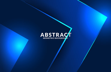 Blue abstract geometric background. Neon light effect vector