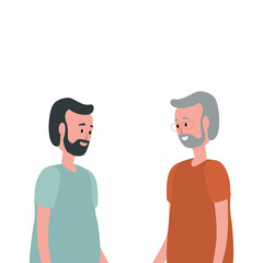 cute grandfather with son avatar characters