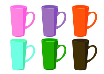 coffee cup Multi color on white background illustration vector
