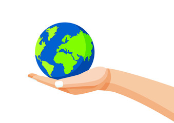 earth in human hand on white background illustration vector