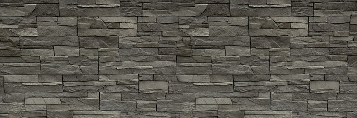 border Facing tile stone wall texture background dark gray color