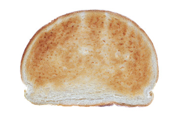 Single slice of toast isolated on white