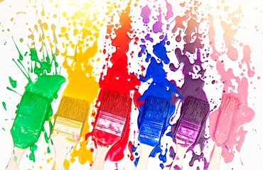 Brushes choosing colors to  paint walls 