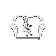 cute little boy seated in sofa