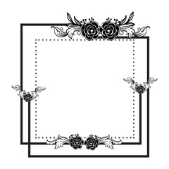 Template of flower frame, isolated on a white, for elegant of cards. Vector