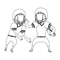american football sport game cartoon in black and white