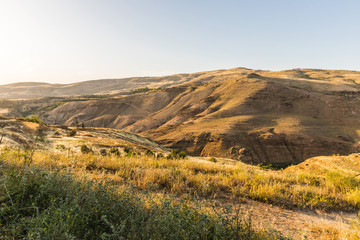 panoramic view of a mountain valley landscape in Jordan