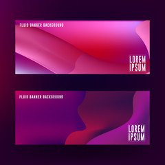 Fluid banner background design. Abstract liquid banner design with red, purple and blue color combination